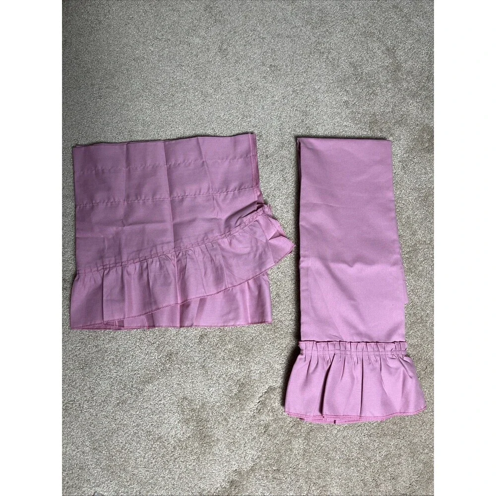 VTG 90s New‎ Retro Pink Andover Crescent Valance 60x16” & 2 Ruffled Tiers 28x36”